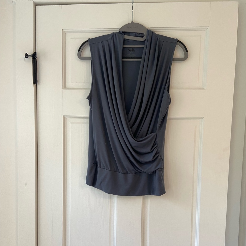 Sleeveless Abbi Nursing Top by Simple Wishes in Maine Blue